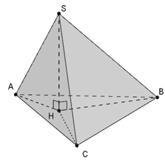 Cho tứ diện S.ABC thoả mãn SA = SB = SC.  Gọi H  là hình chiếu của S  lên mp (ABC) .Đối với tam giác ABC ta có điểm H  là: (ảnh 1)