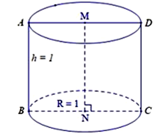 Trong không gian, cho hình chữ nhật ABCD , có AB=1,AD=2 Gọi M,N lần lượt là trung điểm (ảnh 1)