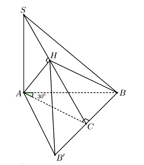 Cho khối chóp S.ABC có đường cao SA=a,  tam giác ABC vuông ở C có AB= 2a góc (ảnh 1)