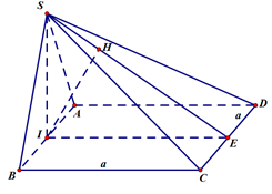 Cho hình chóp S.ABCD có đáy ABCD là hình vuông cạnh a, SAB là tam giác đều và nằm trong mặt phẳng vuông góc với đáy.  (ảnh 1)