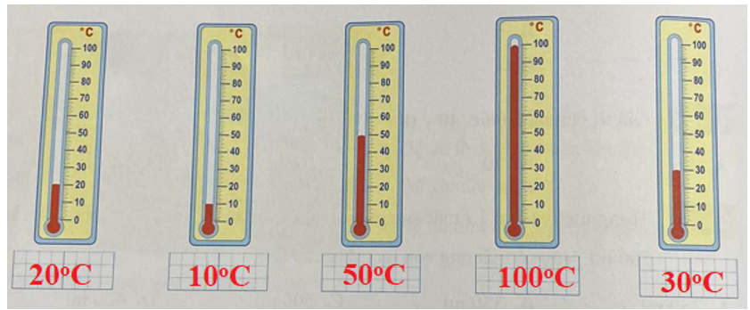 Mỗi nhiệt kế dưới đây chỉ bao nhiêu độ C? (ảnh 2)
