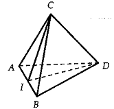 Cho tứ diện ABCD có hai mặt ABC và ABD là các tam giác đều. Góc giữa AB và CD là? (ảnh 1)