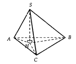 Cho tứ diện S.ABC thỏa mãn SA = SB = SC. Gọi H là hình chiếu vuông góc của S lên mặt phẳng (ABC). Đối với tam giác ABC ta có điểm H là (ảnh 1)