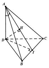 Cho tứ diện ABCD có DA, DB, DC đôi một vuông góc. Gọi anpha, beta, gama lần lượt là góc giữa các đường thẳng DA, DB, DC với mặt phẳng (ABC)  (ảnh 3)