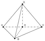 Cho hình chóp S.ABC  có SA = SB = SC  và tam giác ABC  vuông tại B. Vẽ SH vuông góc mặt phẳng ABC (ảnh 1)