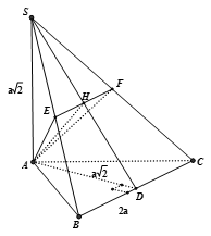 Tam giác ABC có BC = 2a, đường cao AD = a căn bậc hai 2. Trên đường thẳng vuông góc với (ABC) tại A, lấy điểm S sao cho . (ảnh 1)