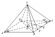 Cho hình chóp S.ABCD  có đáy là hình thoi tâm O  cạnh a  và có góc BAD = 60 độ . Đường thẳng SO vuông góc với mặt phẳng đáy (ABCD)  (ảnh 1)