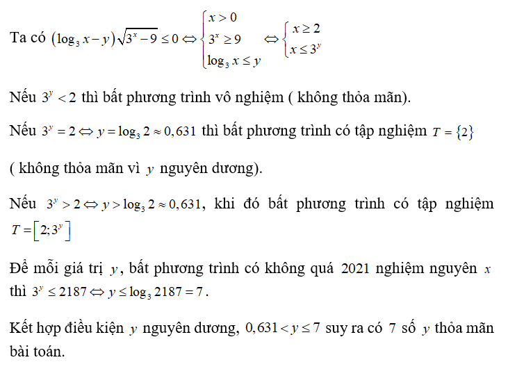 Có bao nhiêu số nguyên dương y  sao cho ứng với mỗi  y có không quá 2186  số nguyên x  thỏa mãn (ảnh 1)