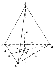 Cho hình chóp tam giác đều S.ABC có cạnh đáy bằng a và đường cao SH bằng cạnh đáy. Tính số đo góc hợp bởi cạnh bên và mặt đáy. (ảnh 1)