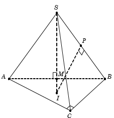 Cho hình chóp S.ABC có đáy ABC là tam giác vuông tại C và BC = a. Mặt phẳng (SAB) vuông góc với đáy, SA = SB = a (ảnh 1)