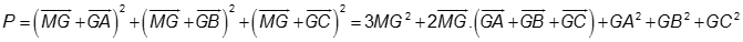 Trong không gian cho tam giác ABC. Tìm điểm M sao cho giá trị của biểu thức P = MA^2 + MB^2 + MC^2 đạt giá trị nhỏ nhất. (ảnh 3)