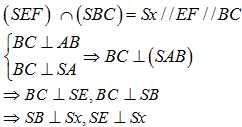 Cho hình chóp S.ABC có đáy ABC là tam giác vuông tại B, SA vuông góc mp ABC Gọi E, F lần lượt là trung điểm của các cạnh AB và AC (ảnh 2)