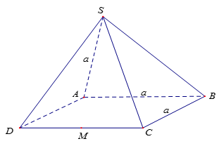 Cho hình chóp S.ABCD có đáy là hình vuông cạnh a. Đường thẳng sa vuông góc mp abcd, SA = a. Tính khoảng cách giữa hai đường thẳng SB và CD. (ảnh 1)