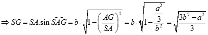 Cho hình chóp S.ABC có đáy ABC là tam giác đều cạnh a và SA = SB = SC = b. Gọi g là trọng tâm tam giác ABC . Độ dài SG bằng: (ảnh 3)