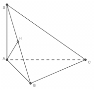 Cho hình chóp S.ABCD có SA vuông góc mặt phẳng ABCD và tam giác ABC vuông ở B , AH  là đường cao của tam giác SAB (ảnh 1)