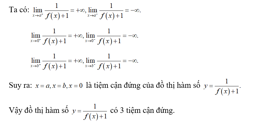 Cho hàm số y=f(x) liên tục trên R và có đồ thị như hình bên. Số đường tiệm cận (ảnh 3)