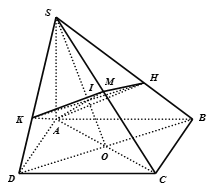 Cho hình chóp S.ABCD có đáy ABCD là hình vuông, SA vuông góc mp ABCD. Mặt phẳng qua A và vuông góc với SC cắt SB, SC, SD theo thứ tự tại H, M, K. (ảnh 1)