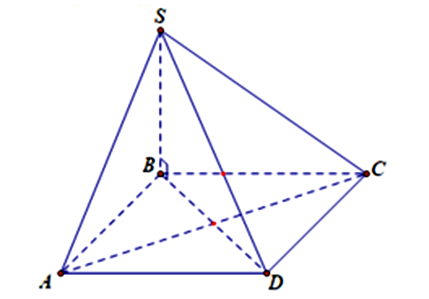 Cho hình chóp S.ABCD có SB vuông góc (ABCD) (xem hình dưới), góc giữa đường thẳng  (ảnh 1)