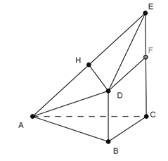 Cho tam giác đều ABC có cạnh bằng a và nằm trong mặt phẳng (P). Trên các đường thẳng vuông góc với (P) tại B, C lần lượt lấy D, E nằm trên cùng một phía đối với (P) sao cho  BD = a căn bậc hai 3/2 (ảnh 1)