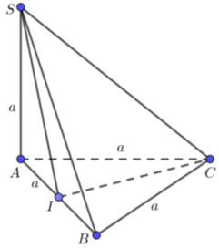 Cho hình chóp S.ABC có , SA vuông góc mp ABC, SA = a, tam giác ABC đều cạnh a. Tính góc giữa SB và (ABC) (ảnh 1)