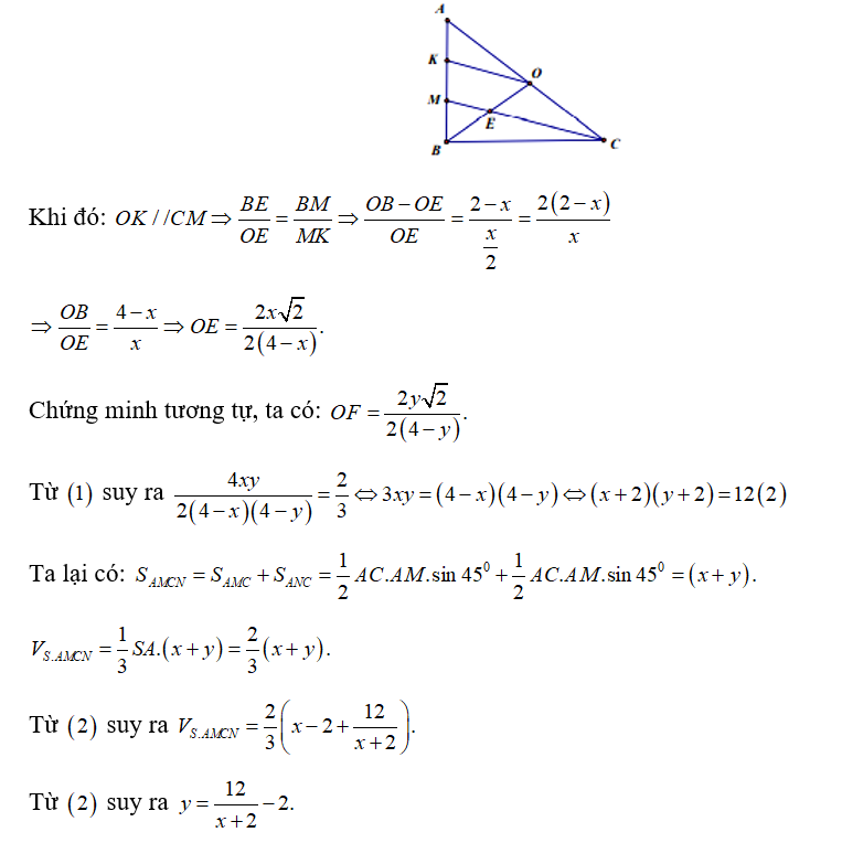 Cho hình chóp S.ABCD có đáy là hình vuông cạnh bằng 2,SA= 2 và SA vuông góc với mặt phẳng (ảnh 2)