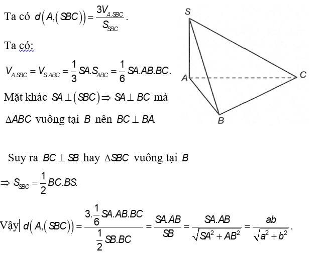 Cho hình chóp SABC  có đáy là tam giác vuông ở B . Cạnh SA  vuông góc với đáy. Biết (ảnh 1)