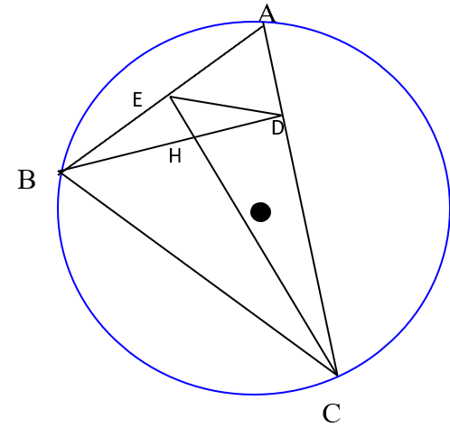 Cho tam giác ABC (AB < AC) có 3 góc nhọn nội tiếp đường tròn nội tâm O. Các đường cao BE, CF giao nhau tại K (E thuộc AC, F thuộc AB)  a. Chứng minh tứ giác AEKF nội tiếp trong một đường tròn (ảnh 1)