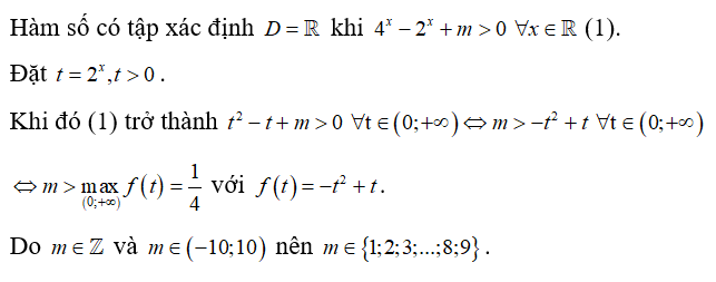 Có tất cả bao nhiêu giá trị nguyên của tham số m nằm trong khoảng (-10;10)  để hàm số (ảnh 1)