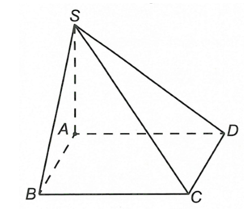 Cho hình chóp tứ giác SABCD có đáy ABCD là hình vuông cạnh a, cạnh bên SA vuông góc với mặt đáy (ảnh 1)