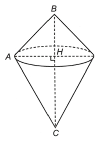 Cho tam giác ABC có góc ABC = 45 độ, góc ACB = 30 độ, AB = căn bậc hai 2/2. Quay tam giác ABC xung quanh cạnh BC ta được khối tròn xoay có thể tích V bằng (ảnh 1)