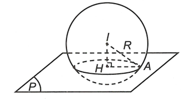 Cắt mặt cầu (S) bằng một mặt phẳng cách tâm một khoảng bằng 4cm ta được một thiết diện là đường tròn có bán kính bằng 3cm (ảnh 1)