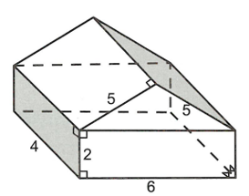Một khúc gỗ có dạng với độ dài các cạnh được cho như hình vẽ bên. Thể tích khối đa diện tương ứng là (ảnh 1)