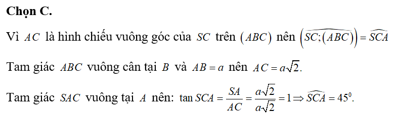 Cho hình chóp S.ABC có SA vuông góc với mặt phẳng (ABC). SA= a căn bậc hai 2 (ảnh 2)