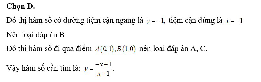 Đường cong hình bên là đồ thị của một trong bốn hàm số nào dưới đây. Hàm số đó là hàm số nào? (ảnh 2)