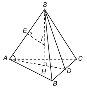 Cho hình chóp đều S.ABC có cạnh đáy bằng a, cạnh bên hợp với mặt đáy một góc 60°. Gọi (S) là mặt cầu ngoại tiếp hình chóp S.ABC.  (ảnh 1)