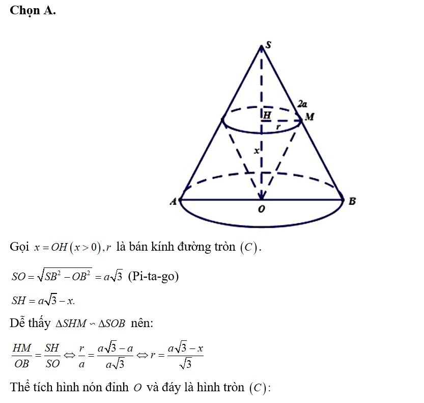 Cho hình nón (N) có đáy là hình tròn tâm O đỉnh S, thiết diện qua trục là tam giác (ảnh 1)