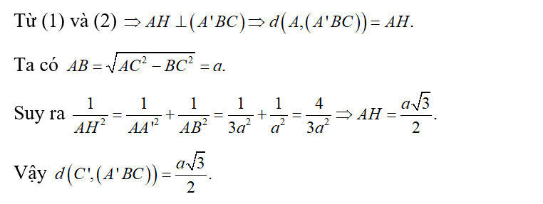 Cho hình lăng trụ đứng ABC.A'B'C' có đáy ABC là tam giác vuông tại (ảnh 3)