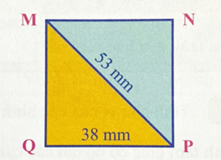 Chu vi của hình vuông MNPQ là A. 76 mm B. 81 mm C. 152 mm D. 129 mm (ảnh 1)