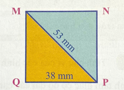 Chu vi hình tam giác MNP là A. 129 mm B. 76 mm C. 119 mm D. 106 mm (ảnh 1)