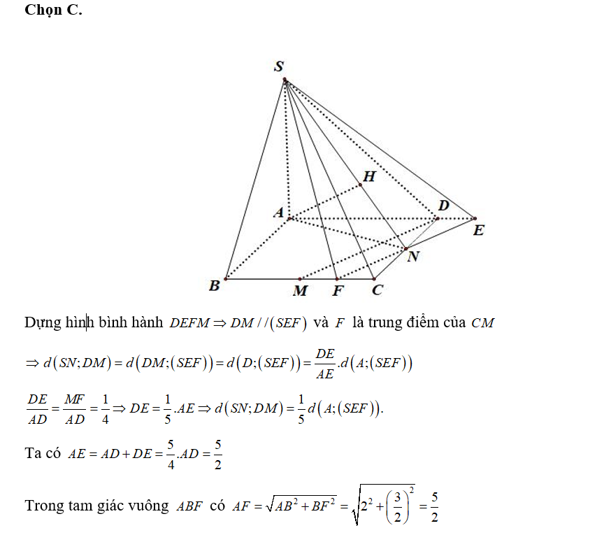 Cho hình chóp S.ABCD có đáy là hình vuông cạnh bằng 2. Các điểm M,N lần lượt (ảnh 2)