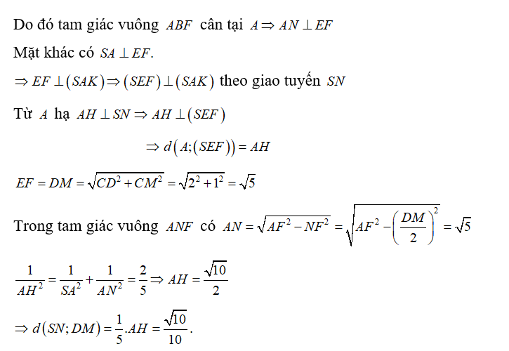 Cho hình chóp S.ABCD có đáy là hình vuông cạnh bằng 2. Các điểm M,N lần lượt (ảnh 3)