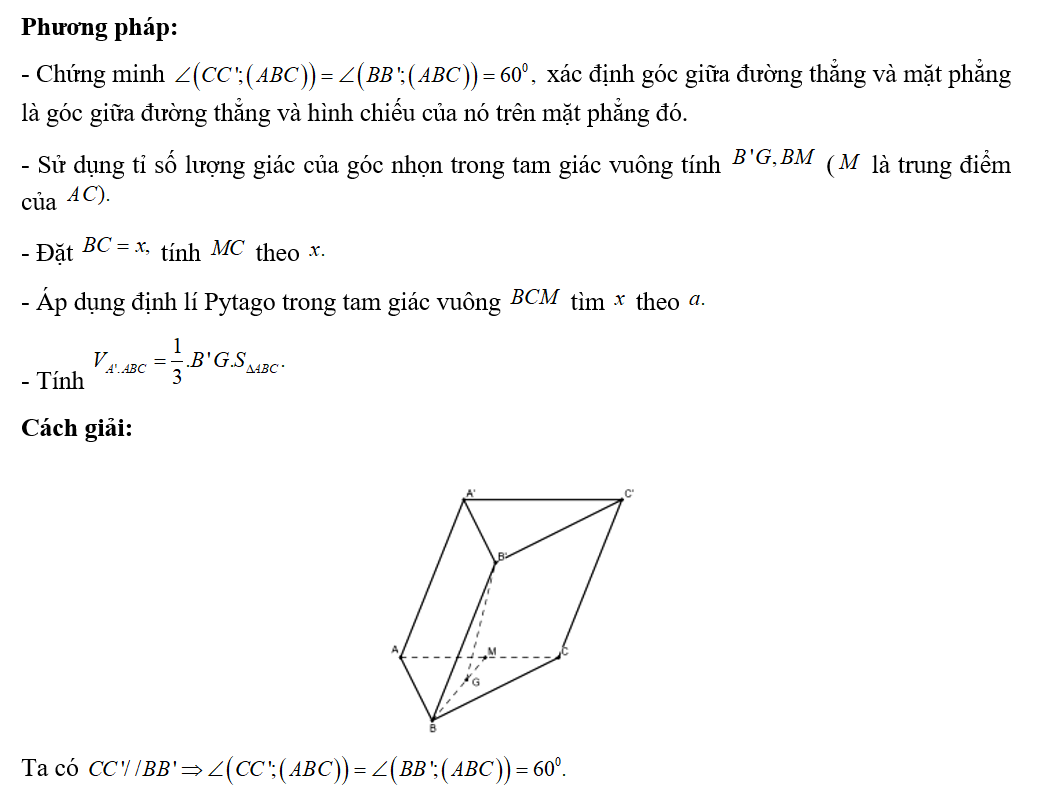 Cho hình lăng trụ ABC.A'B'C' có AA'=2 căn bậc hai 13a tam giác ABC vuông tại C  (ảnh 2)