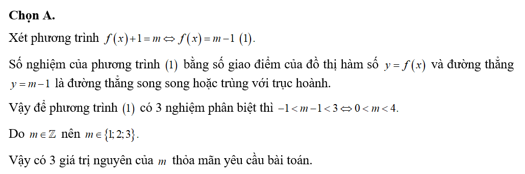 Cho hàm số bậc ba f(x) có đồ thị như hình vẽ. Số giá trị nguyên của tham số m (ảnh 2)