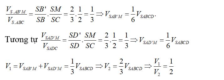 Cho khối chóp S.ABCD có đáy là hình bình hành. M là trung điểm của SC Mặt phẳng (ảnh 3)