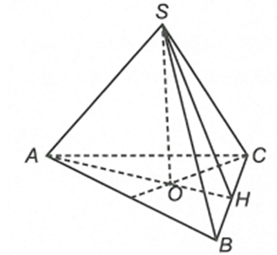 Cho hình chóp đều S.ABC có cạnh đáy bằng a, góc giữa mặt bên và mặt đáy bằng 60o. Tính diện tích xung quanh Sxq của hình nón đỉnh S, có đáy là đường tròn ngoại tiếp tam giác ABC. (ảnh 1)