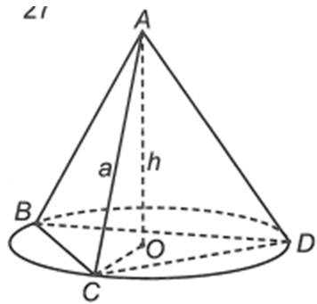 Cho tứ diện đều ABCD có cạnh bằng a. Hình nón (N) có đỉnh A và đường tròn đáy là đường tròn ngoại tiếp tam giác BCD. Thể tích V của khối nón (N) là (ảnh 1)