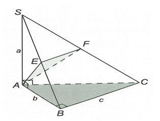 Cho hình vẽ bên với E, F lần lượt là trung điểm  các cạnh bên SB và SC.  Khối chóp S.AEF có thể tích là (ảnh 1)