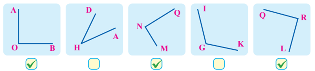 Dùng ê ke xác định, điền dấu tích vào ô trống dưới những góc vuông (ảnh 3)