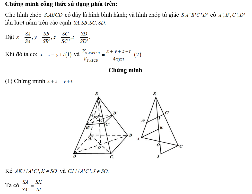 Cho hình chóp S.ABCD có đáy ABCD là hình bình hành và có thể tích là V. (ảnh 2)