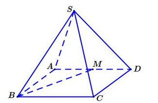 Cho hình chóp đều S.ABCD có AB= 2a, SA= căn bậc hai 3a (minh họa hình vẽ) (ảnh 1)